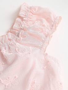 Sweetra Summer Fashion Sweet Pink Off-Shoulder Short Sleeve Double Layer Hem Gentle Style Women's Short Dress Suitable For Date And Casual Vacation - Pink - View 4