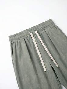STEELVANCE Men's Solid Color Drawstring Waist Casual Versatile Daily Wear Long Pants - Hunter Green - View 5
