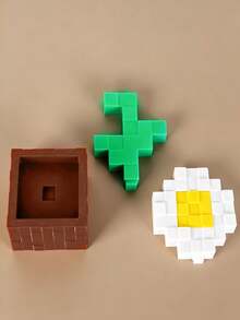 Joivida 1 Stück Pixel-Rose Dekoration, einzigartige 3D-gedruckte Blumenornamente, Kunststoffblumenprodukte, geeignet für Nachttische, Tischplatten, Büro-Schreibtischdekorationen, Möbeldekorationen, sehr geeignet für Weihnachten, Halloween, Geburtstagsgeschenke - Topfpflanze Ornament - Übersicht 12