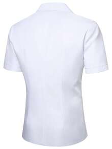 Manfinity Mode Blazer casual versátil de un solo color con solapa de muesca y abotonadura sencilla para hombres, ideal para ir al trabajo y viajar - Blanco - Ver 2