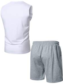 Manfinity Homme Men's Colorblock Crew Neck Top And Shorts Casual Everyday Set - Multicolor - View 2