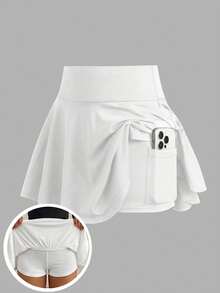 SHEIN 青少年女孩白色針織T恤搭配緊身褲休閒裙套裝 - 白色 - 查看 3