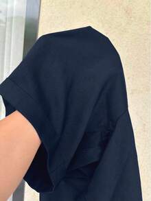 Manfinity Homme 男士休闲卷口袋短裤，适合夏季日常穿着 - 寶藍色 - 查看 5