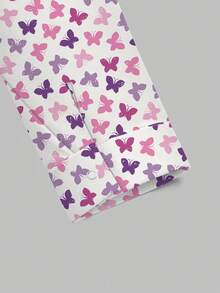 TaskEZ Floral White Butterfly Pattern Scrub Jacket, Autumn Fashion Cardigan With Ear Loop Design Women Nurse Uniform Top Healthcare Work Maid Police Officer - Multicolor - View 3