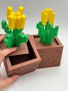 Joivida 1 Stück Pixel-Rose Dekoration, einzigartige 3D-gedruckte Blumenornamente, Kunststoffblumenprodukte, geeignet für Nachttische, Tischplatten, Büro-Schreibtischdekorationen, Möbeldekorationen, sehr geeignet für Weihnachten, Halloween, Geburtstagsgeschenke - Topfpflanze Ornament - Übersicht 11
