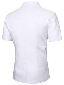 Manfinity Mode Plus Size Men's Solid Color Notch Lapel Casual Commuter Blazer - White - View 2