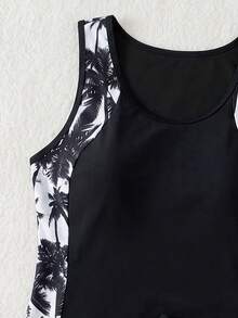 Swim Lushoire Women's New Fashion Printed Flattering Slimming Beach Vacation Swimwear Set For Hot Spring Resort - Black - View 6