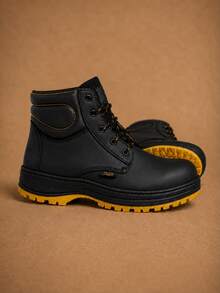 Genuine Leather Pleg Working Boot With Steel Helmet - amarillo con negro - View 1