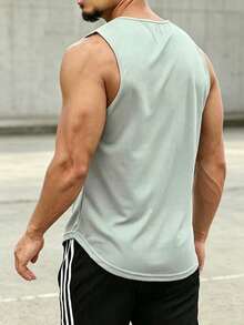 GymBeat Men's Solid Color Minimalist Basic Sports Tank Top For Daily Fitness - Grey - View 2