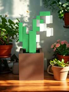 Joivida 1 Stück Pixel-Rose Dekoration, einzigartige 3D-gedruckte Blumenornamente, Kunststoffblumenprodukte, geeignet für Nachttische, Tischplatten, Büro-Schreibtischdekorationen, Möbeldekorationen, sehr geeignet für Weihnachten, Halloween, Geburtstagsgeschenke - Topfpflanze Ornament - Übersicht 16