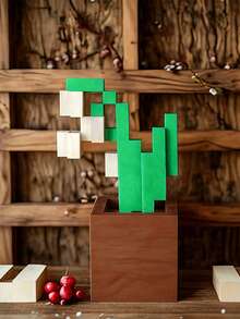 Joivida 1 Stück Pixel-Rose Dekoration, einzigartige 3D-gedruckte Blumenornamente, Kunststoffblumenprodukte, geeignet für Nachttische, Tischplatten, Büro-Schreibtischdekorationen, Möbeldekorationen, sehr geeignet für Weihnachten, Halloween, Geburtstagsgeschenke - Topfpflanze Ornament - Übersicht 14