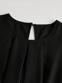 SHEIN Franclia 女士翻领短袖衬衫 - 黑色 - 查看 5