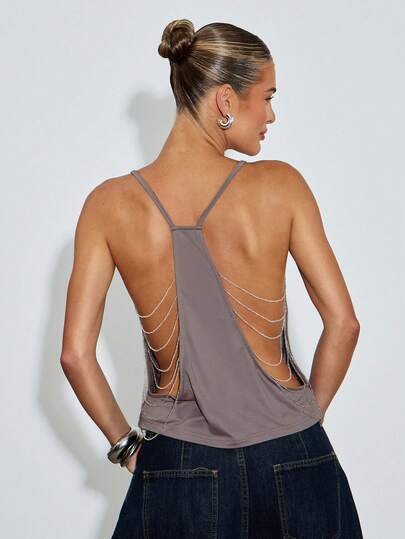 Hauture Draped Jersey Cut-Out Tank Top