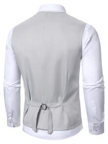 Manfinity Mode Men's Vest, Pants And Suit Jacket Set - Light Grey - View 6
