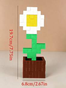 Joivida 1 Stück Pixel-Rose Dekoration, einzigartige 3D-gedruckte Blumenornamente, Kunststoffblumenprodukte, geeignet für Nachttische, Tischplatten, Büro-Schreibtischdekorationen, Möbeldekorationen, sehr geeignet für Weihnachten, Halloween, Geburtstagsgeschenke - Topfpflanze Ornament - Übersicht 15