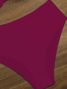 Swim Lushoire Springbreak Solid Color Underwire Sexy Bikini 2 Pieces Swimwear For Women - Burgundy - View 5