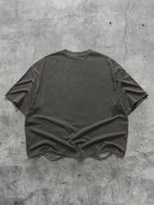 ROMWE MEN Betty Boop | ROMWE Men's Collaboration Washed Print Loose Fit T-Shirt, Spring/Summer - Grey - View 3