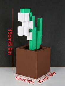 Joivida 1 Stück Pixel-Rose Dekoration, einzigartige 3D-gedruckte Blumenornamente, Kunststoffblumenprodukte, geeignet für Nachttische, Tischplatten, Büro-Schreibtischdekorationen, Möbeldekorationen, sehr geeignet für Weihnachten, Halloween, Geburtstagsgeschenke - Topfpflanze Ornament - Übersicht 9