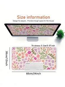 1PC Large Lily Pattern Non Slip Rubber Mouse Pad - Elegant Desk Mat For Computer Pen Mouse Soft Durable Office Accessory Stylish Table Mat Floral Design - Lily - View 2