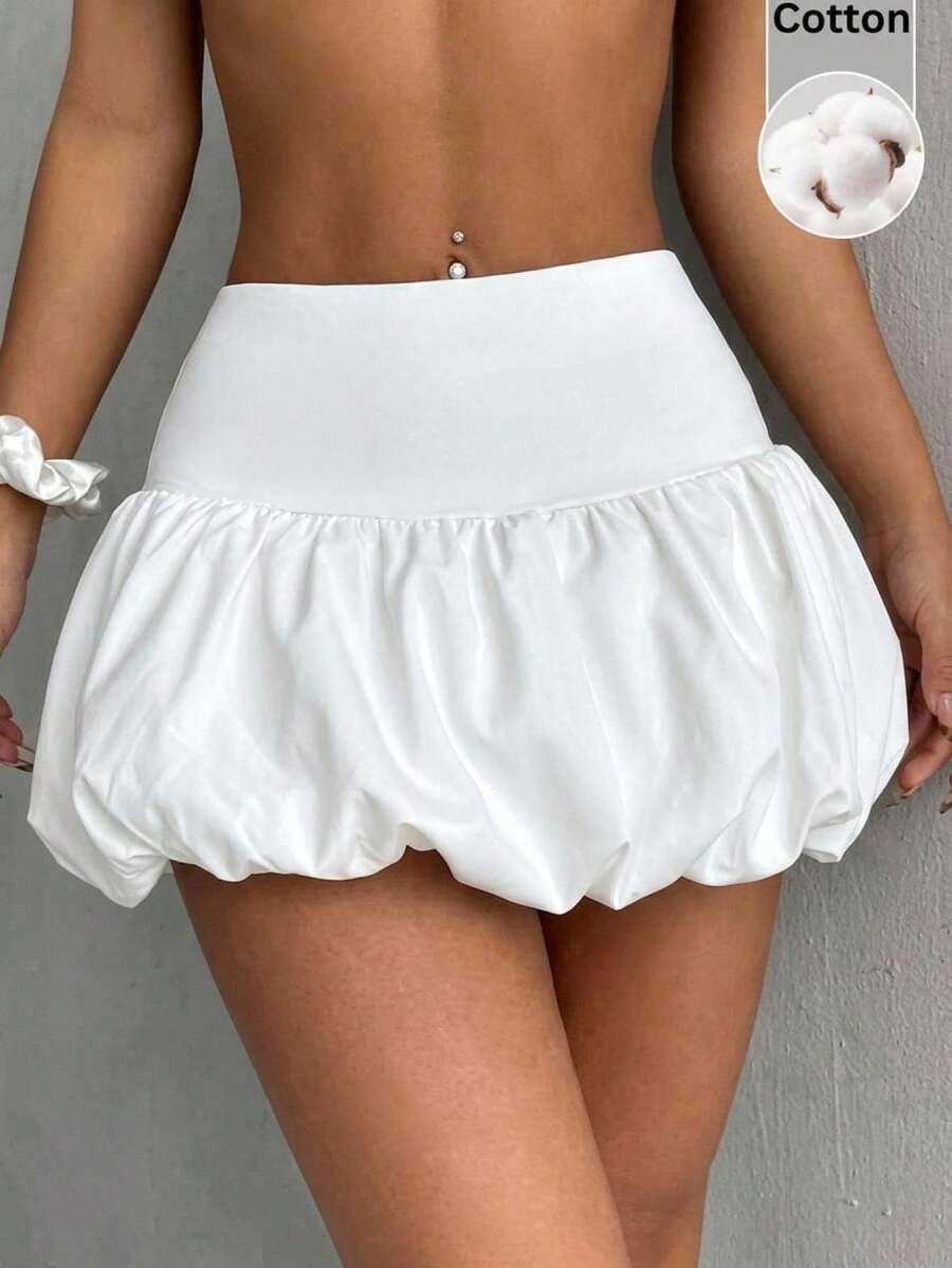 CovetEZ Women's Solid Color Ruffle Fluffy Short Skirt, Versatile Autumn Fashion Date Night Night Daily White Y2k Cute - White - View 1