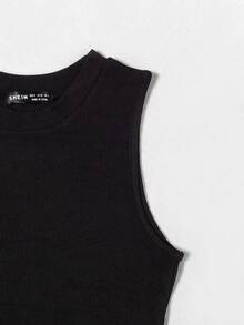 EMERY ROSE Camiseta sin mangas con cordones en la cintura - Negro - Ver 3