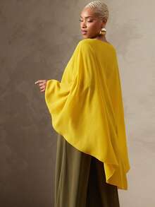 Vixey Sheer Solid Chiffon Boat Neck Draped Overlay Layering Top, Resort Wear, Beach To Dinner, Resort Chic, Vacation Ready, Cruise Outfit, Vacation Outfit - Yellow - View 4