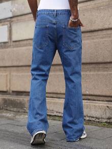 Manfinity EMRG Men's Minimalist Print Denim Jeans - Blue - View 3