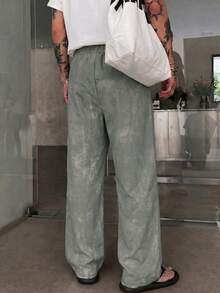 STEELVANCE Men's Solid Color Drawstring Waist Casual Versatile Daily Wear Long Pants - Hunter Green - View 2