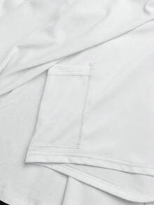 SHEIN 青少年女孩白色針織T恤搭配緊身褲休閒裙套裝 - 白色 - 查看 4