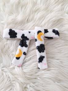SHEIN Playful Pals 新生兒嬰兒牛紋連帽珊瑚絨浴袍，中性嬰兒可愛滿版印花繫腰毛絨吸水居家睡衣 - 彩色 - 查看 7