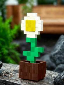 Joivida 1 Stück Pixel-Rose Dekoration, einzigartige 3D-gedruckte Blumenornamente, Kunststoffblumenprodukte, geeignet für Nachttische, Tischplatten, Büro-Schreibtischdekorationen, Möbeldekorationen, sehr geeignet für Weihnachten, Halloween, Geburtstagsgeschenke - Topfpflanze Ornament - Übersicht 8