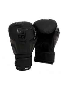 2PCS One Size PU Anti-Tear Sanda Fighting Boxing Gloves Rubber-Plastic Inner Lining Black For Adult Training Combat Sports Gym Workout - Black Gold - View 8