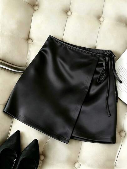 Franclia Elegant Casual Satin Front Skirt, Versatile Office & Beach Wear For Women, Spring/Summer