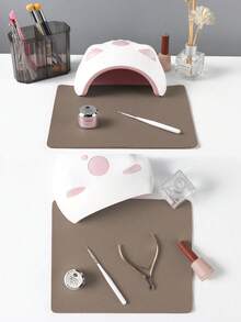 1pc Waterproof And Durable Nail Art Table Mat, Made Of Waterproof And Soft PU Leather, Designed For Studio Tabletops And Foldable Nail Art Armrests. Ideal For Nail Artists In Salons And For Home Use. - dark powder - View 5