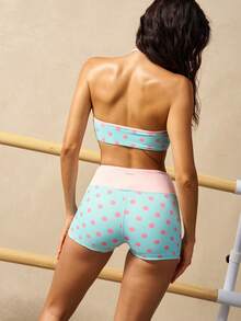 VARSIVA Women's Polka Dot Print Backless Halter Top & Shorts Sports Set - Multicolor - View 2