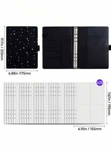 1 Set A5/A6 Size PU Leather Multi Functional Photo Card Album Refillable Binder Notebook With Rings For Pictures Tickets Cards Daily Planning Journal Office School Student Travel Gift Organization Storage Scrapbooking Supplies Vintage - Star model - View 24