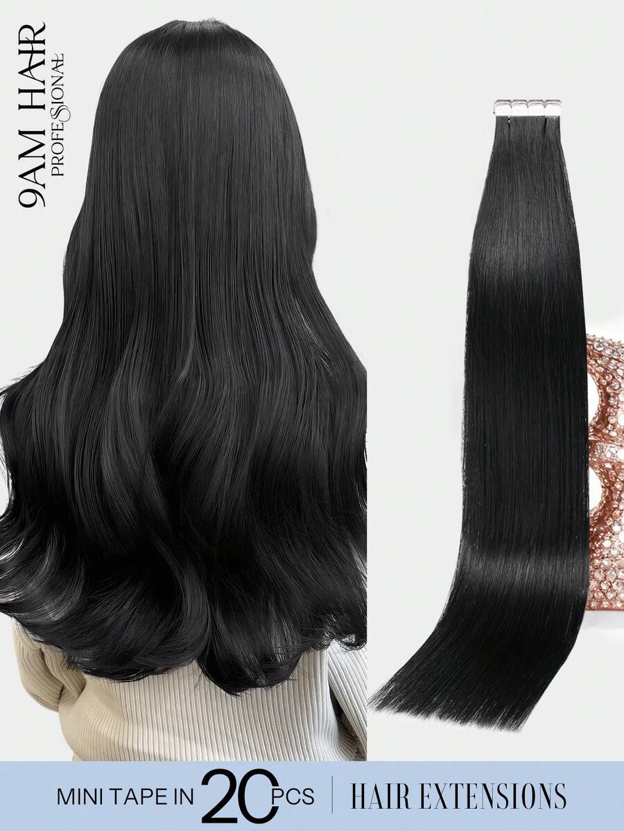 迷你膠帶式真人髮接髮 1# 噴墨黑直髮 Remy 髮 14-22 英吋 高級隱形無縫設計 髮尾豐厚 健康防掉髮 適合細髮 女性與女孩使用 適用沙龍造型、日常佩戴、派對與節日 Cosplay - S1 - 查看 1