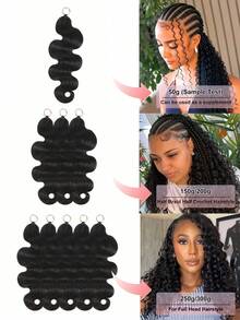 Boho Braids Miracle Knots 100% Remy 人髮鉤編髮 髮羽線系列 絲滑無縫隱形自然黑 適合細髮女性的微小預環鉤編人髮接髮 波浪捲 - Natural Black - 查看 4