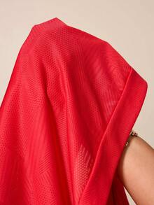 Easithlete Plus Size Women Letter Print Drawstring Waist Versatile Casual Sports Sweatshirt Fall Back To School Sportswear - Red - View 6