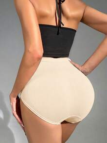 SHEIN Women's Solid Color High Waist Shaping Briefs - Apricot - View 2
