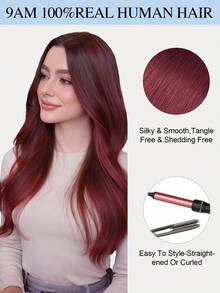 Mini Tape In Human Hair Extensions 99J# Wine Red Straight Remy Hair 14-22 Inch Premium Invisible Seamless Design With Thick Ends Healthy Anti-Shedding Hair, Ideal For Thin Hair, Salon Styling, Daily Wear Party & Holiday Cosplay For Women & Girls - S99J - View 10