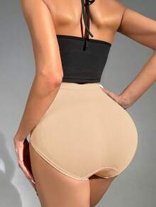 SHEIN 女款純色高腰塑形內褲 - 薑色 - 查看 2
