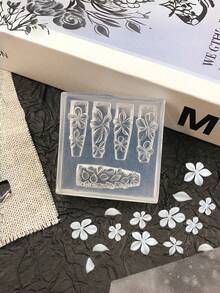 3D Flower Nail Art Mold, Camellia Orchid Lily 5-Petal Blossom Stamp Plate, Clear Silicone Stamping Tool For Spring Summer Nail Design - Clear - View 4