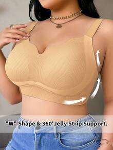 SHEIN Sujetador sin costuras talla grande sin aros, 1 pieza - Albaricoque - Ver 4