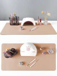 1pc Waterproof And Durable Nail Art Table Mat, Made Of Waterproof And Soft PU Leather, Designed For Studio Tabletops And Foldable Nail Art Armrests. Ideal For Nail Artists In Salons And For Home Use. - pollen - View 5