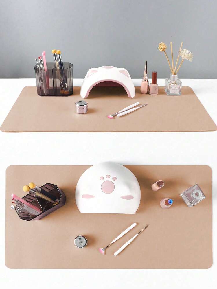 1pc Waterproof And Durable Nail Art Table Mat, Made Of Waterproof And Soft PU Leather, Designed For Studio Tabletops And Foldable Nail Art Armrests. Ideal For Nail Artists In Salons And For Home Use. - pollen - View 5