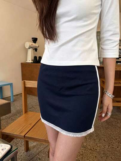 Tideelle 女款拼色休閒百搭日常裙
