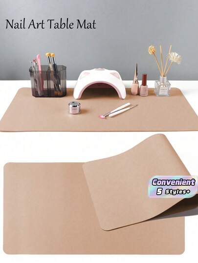 1pc Waterproof And Durable Nail Art Table Mat, Made Of Waterproof And Soft PU Leather, Designed For Studio Tabletops And Foldable Nail Art Armrests. Ideal For Nail Artists In Salons And For Home Use.
