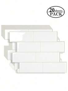 20 Pcs Waterproof Brick Textured 3D Wall Panels, DIY Tile Stickers, Removable Self-Adhesive Wall Tiles For Kitchen Bathroom Backsplash And Holiday Decor - View 14
