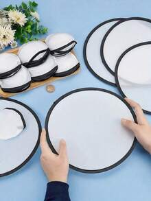 White Nylon Foldable Fan With Black Edging, Portable Blank Sublimation Fan For Wedding Favors, Parties And Outdoor Events - White - View 4